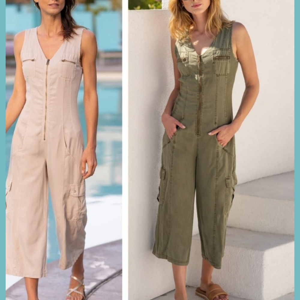 XCVI Green Jumpsuit with Lightweight Fabric